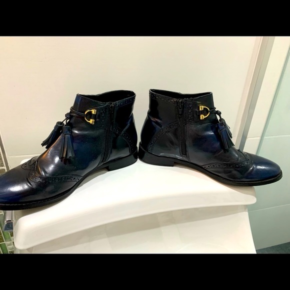 ASOS ALYA Leather Navy Tassel Ankle Boots size 10 - Picture 6 of 11